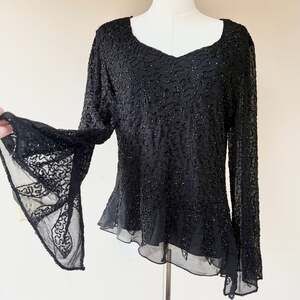 Deadstock New With Tags Vintage JKara Beaded Asymmetrical Blouse